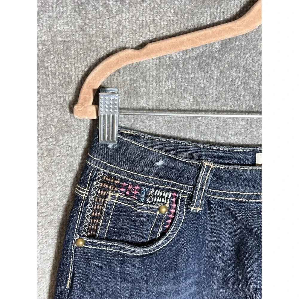 Mudd Mini Denim Jean Skirt Girls Size 16 Blue Tribal Embroidery Pockets New